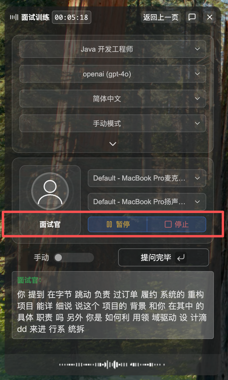 左侧窗口暂停按钮