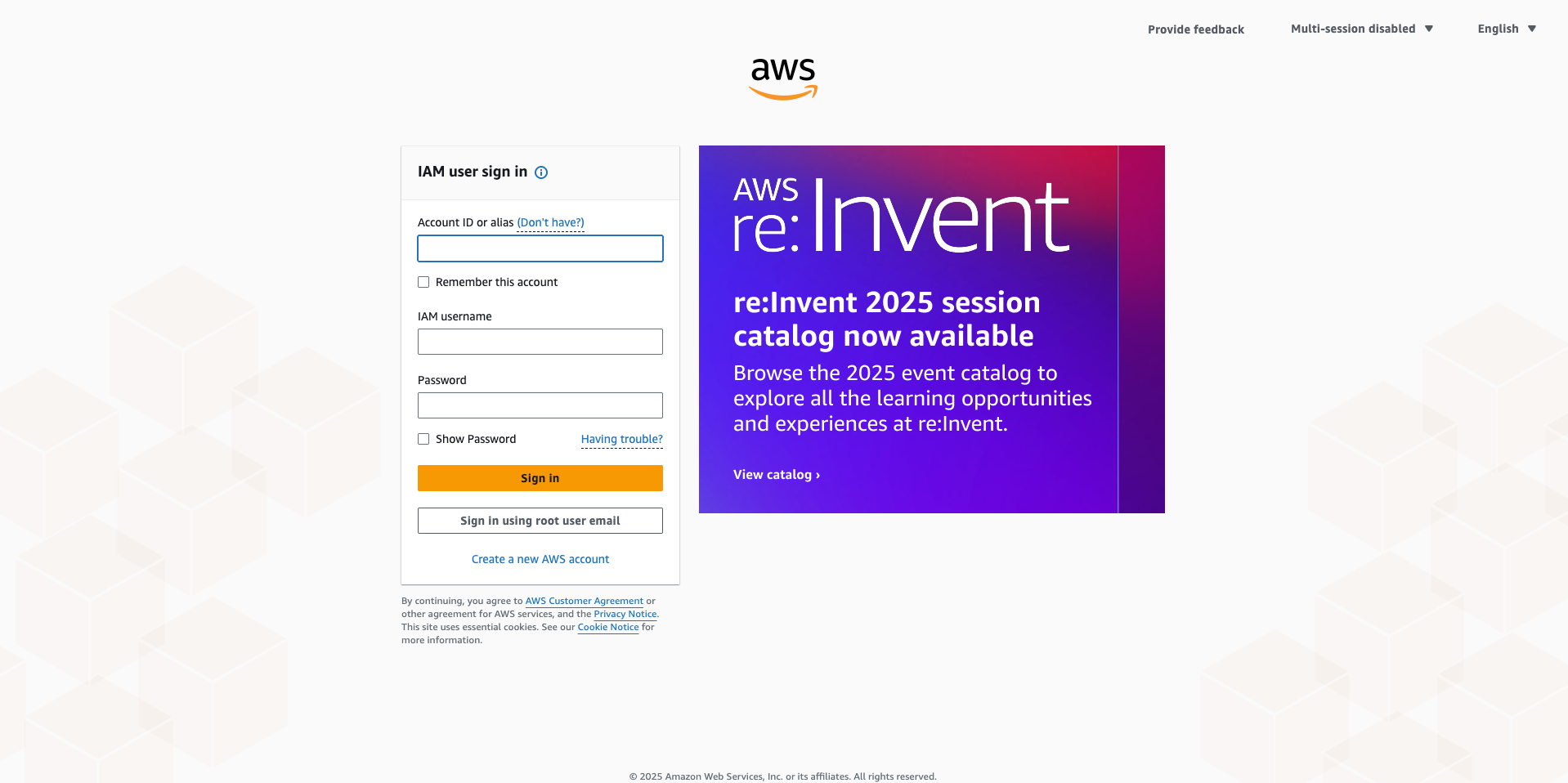 访问 AWS 控制台